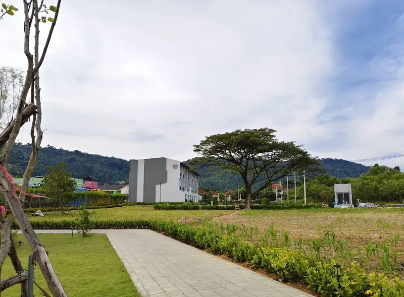 Garden and buildings at NKS Court