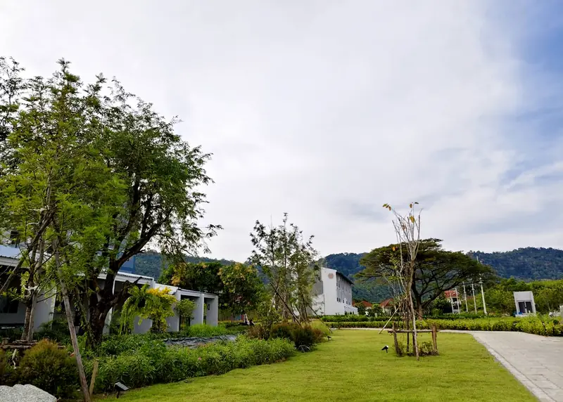 Garden and buildings at NKS Court