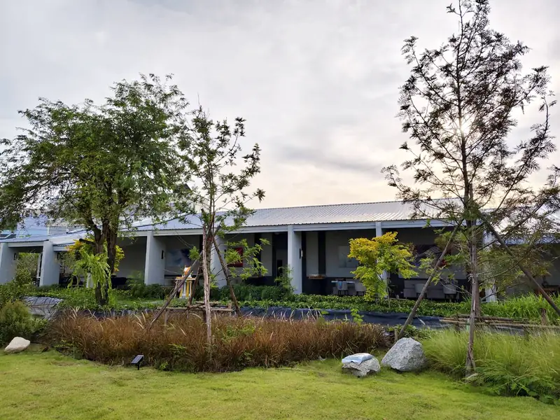 Garden and buildings at NKS Court