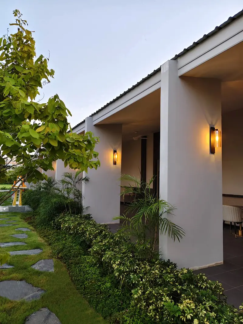 Garden and buildings at NKS Court